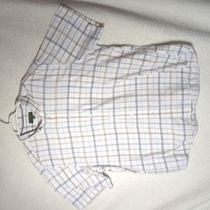 Mens XXL David Taylor white checkered button down shirt sleeve shirt